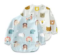 Nombear Baberos Bebé Impermeables con Mangas - Babero con Mangas Impermeable para BLW, desde 6 Meses, Fácil de Limpiar y de Secado Rápido
