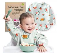 Nombear Baberos Bebé Impermeables con Mangas - Babero con Mangas Impermeable para BLW, desde 6 Meses, Fácil de Limpiar y de Secado Rápido