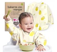 Nombear Baberos Bebé Impermeables con Mangas - Babero con Mangas Impermeable para BLW, desde 6 Meses, Fácil de Limpiar y de Secado Rápido