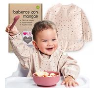 Nombear Baberos Bebé Impermeables con Mangas - Babero con Mangas Impermeable para BLW, desde 6 Meses, Fácil de Limpiar y de Secado Rápido