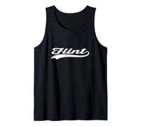 Nombre de ciudad estadounidense en cursiva vintage de Flint Michigan Retro Sports Camiseta sin Mangas