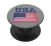Nombre de Estados Unidos con Bandera Estadounidense para estadounidenses PopSockets PopGrip Adhesivo