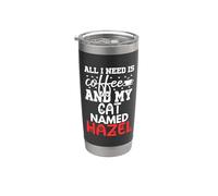 Nombre de gato Hazel Gifts All I Need Is Coffee Cat Named Hazel Vaso térmico de acero inoxidable de doble pared