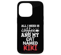 Nombre de Gato Kiki Gifts All I Need Is Coffee Cat Named Kiki Carcasa para iPhone 13 Pro