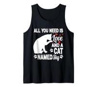 Nombre de Gato Personalizado Cielo Lindo Gatito Amante de Las Mascotas Camiseta sin Mangas