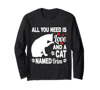 Nombre de Gato Personalizado Orion Lindo Gatito Amante de Las Mascotas Manga Larga