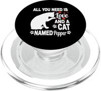 Nombre de Gato Personalizado Pimienta Lindo Gatito Amante de Las Mascotas PopSockets PopGrip para MagSafe