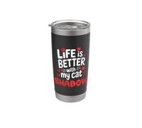 Nombre de gato Shadow Life Is Better With My Cat Shadow Vaso térmico de acero inoxidable de doble pared
