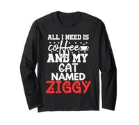 Nombre de Gato Ziggy Gifts All I Need Is Coffee Cat Named Ziggy Manga Larga
