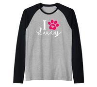 Nombre de I Love Lucy A Love Forever Heart Dog Paw Camiseta Manga Raglan