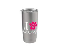Nombre de I Love Lucy A Love Forever Heart Dog Paw Vaso térmico de acero inoxidable de doble pared