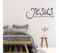 Nombre De Jesús Sobre Todos Los Nombres Cita Calcomanía De Pared Vinilo Biblia Verso Religioso Orar Letras Calcomanía Pared Decoración Del Hogar Arte Mural 56X20Cm