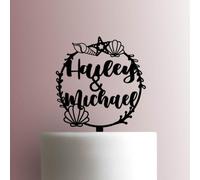 Nombre de la boda del mar - Decoración acrílica para tartas de 8 pulgadas de ancho/negro