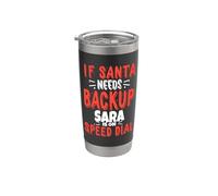 Nombre de Navidad personalizado de Sara Santa de Sara Vaso térmico de acero inoxidable de doble pared
