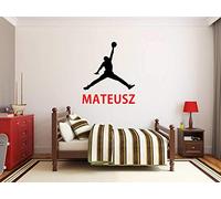 Nombre de niño Etiqueta de la pared personalizada Michael Jordan Air Jordan NBA baloncesto Calcomanías de pared Vinilo de niño Cuarto de bebe niños vivero pegatinas Decoración para niños Mural de arte