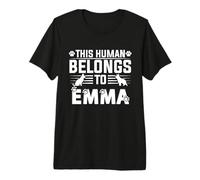 Nombre de Perro Emma Regalo Personalizado This Human Belongs To a Dog Camiseta Premium