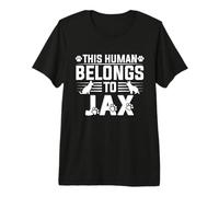 Nombre de Perro Jax Regalo Personalizado This Human Belongs To a Dog Camiseta Premium