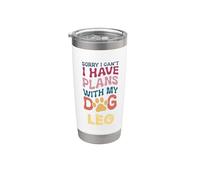Nombre de perro Leo regalo personalizado Busy With My Dog Leo Vaso térmico de acero inoxidable de doble pared
