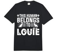 Nombre de Perro Louie Regalo Personalizado This Human Belongs To a Dog Comfort Colors Adult Heavyweight T-Shirt