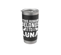 Nombre de perro Luna regalo personalizado This Human Belongs To a Dog Vaso térmico de acero inoxidable de doble pared