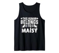 Nombre de Perro Maisy Regalo Personalizado This Human Belongs To a Camiseta sin Mangas