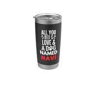 Nombre de perro Navi - ¡Todo lo que necesitas es amor! Vaso térmico de acero inoxidable de doble pared