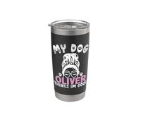 Nombre de perro Oliver regalo personalizado My Dog Thinks Im Cool Vaso térmico de acero inoxidable de doble pared