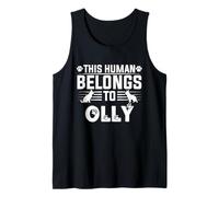 Nombre de Perro Olly Regalo Personalizado This Human Belongs To a Camiseta sin Mangas