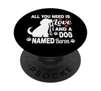 Nombre de Perro Personalizado Baron Cute Dog Pet Lover PopSockets PopGrip Adhesivo