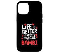 Nombre del gato Bambi La vida es mejor con mi gato Bambi Carcasa para iPhone 12/12 Pro
