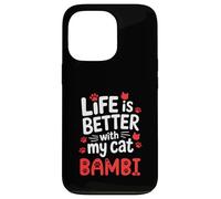 Nombre del gato Bambi La vida es mejor con mi gato Bambi Carcasa para iPhone 13 Pro