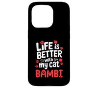 Nombre del gato Bambi La vida es mejor con mi gato Bambi Carcasa para iPhone 15 Pro