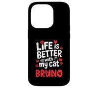 Nombre del Gato Bruno La Vida es Mejor con mi Gato Bruno Carcasa para iPhone 14 Pro