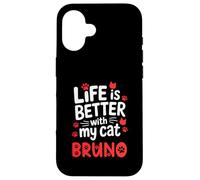 Nombre del Gato Bruno La Vida es Mejor con mi Gato Bruno Carcasa para iPhone 16