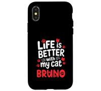 Nombre del Gato Bruno La Vida es Mejor con mi Gato Bruno Carcasa para iPhone X/XS