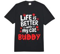 Nombre del Gato Buddy La Vida es Mejor con mi Amigo Gato Comfort Colors Adult Heavyweight T-Shirt