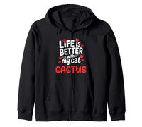 Nombre del Gato Cactus La Vida es Mejor con mi Gato Cactus Sudadera con Capucha
