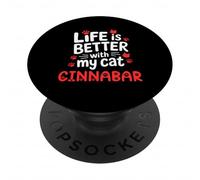 Nombre del Gato Cinabrio La Vida es Mejor con mi Gato Cinabrio PopSockets PopGrip Adhesivo