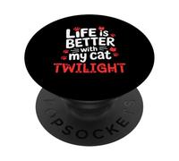 Nombre del Gato Crepúsculo La Vida es Mejor con mi Gato Crepúsculo PopSockets PopGrip Adhesivo