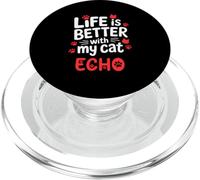 Nombre del Gato Echo La Vida es Mejor con mi Gato Echo PopSockets PopGrip para MagSafe