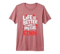 Nombre del Gato Finn La Vida es Mejor con mi Gato Finn Camiseta Premium