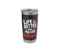 Nombre del gato Frankie La vida es mejor con mi gato Frankie Vaso térmico de acero inoxidable de doble pared