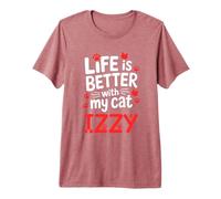 Nombre del Gato Izzy La Vida es Mejor con mi Gato Izzy Camiseta Premium