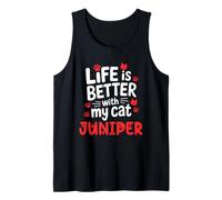 Nombre del Gato Juniper Life Is Better with My Cat Juniper Camiseta sin Mangas