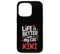 Nombre del Gato Kiki La Vida es Mejor con mi Gato Kiki Carcasa para iPhone 13 Pro