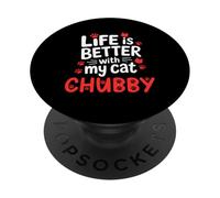 Nombre del Gato La Vida gordita es Mejor con mi Gato gordito PopSockets PopGrip Adhesivo