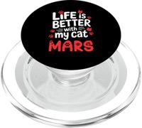 Nombre del Gato Marte La Vida es Mejor con mi Gato Mars PopSockets PopGrip para MagSafe