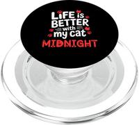 Nombre del Gato Midnight Life Is Better with My Cat Midnight PopSockets PopGrip para MagSafe