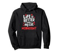 Nombre del Gato Midnight Life Is Better with My Cat Midnight Sudadera con Capucha