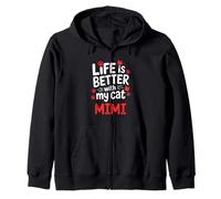 Nombre del Gato Mimi La Vida es Mejor con mi Gato Mimi Sudadera con Capucha